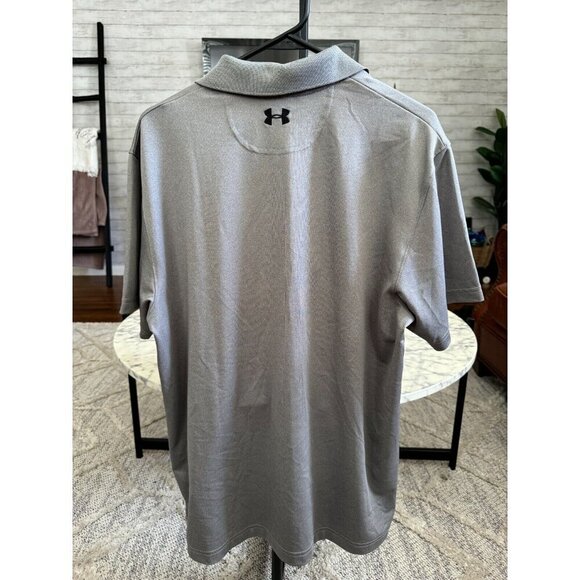 Under Armour Grey HeatGear Tech Short Sleeve Sport Golf Polo Mens Size Large - Picture 3 of 6